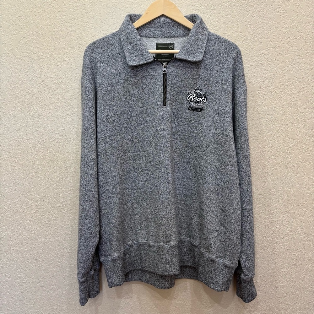 Roots Canada 1/4 Zip Knit Pullover in Heather Gray Men’s Size XL